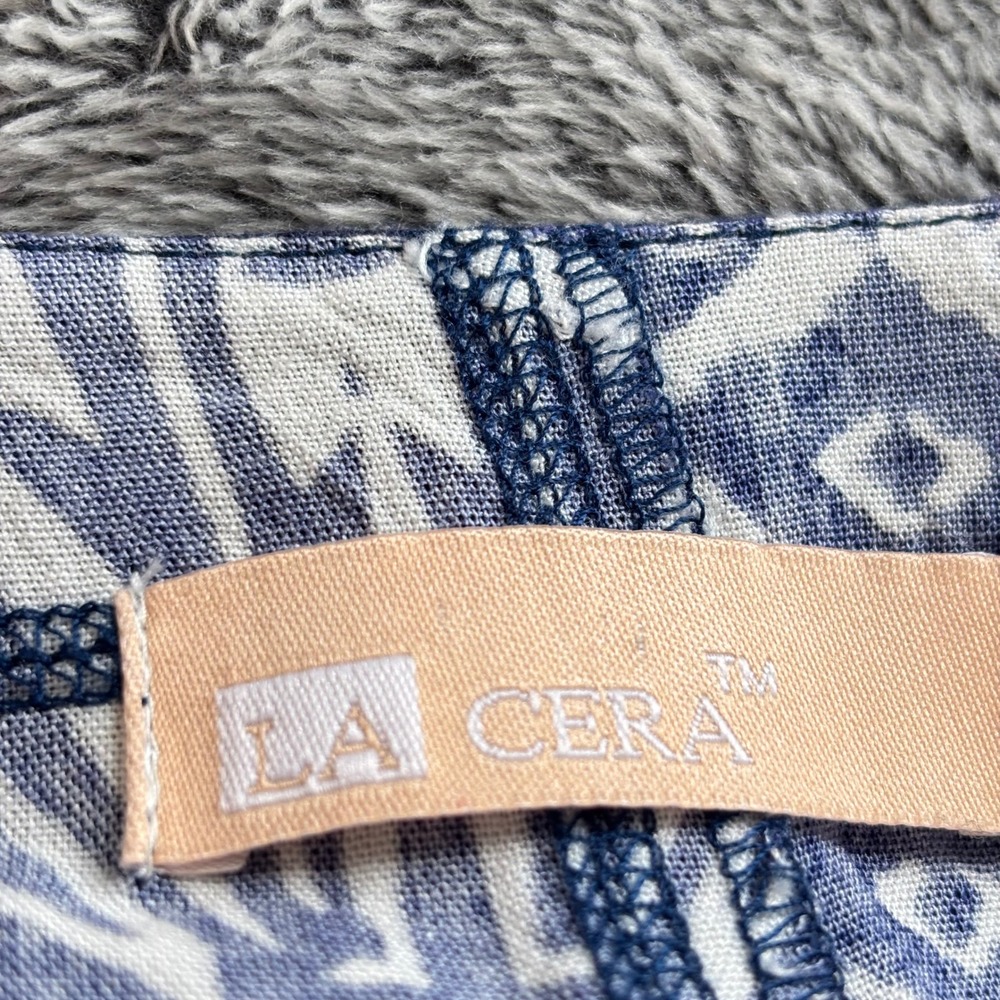 La Cera Patchwork Button Up Blouse Top Womens Art… - image 3